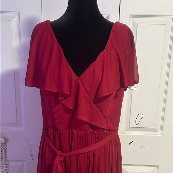 Azazie Red Ruffled Wedding Dress - Picture 2 of 4